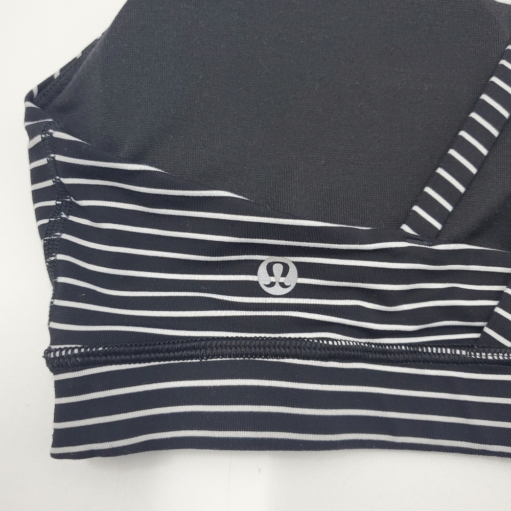 Lululemon Energy Bra Mod Stripe Black White Sports Yoga Padded - Picture 6 of 7